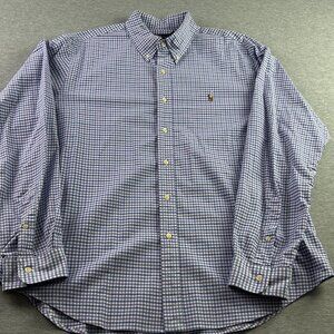 RALPH LAUREN Sz XL Tall Shades of Purple Plaid Long Sleeve Button Down Shirt